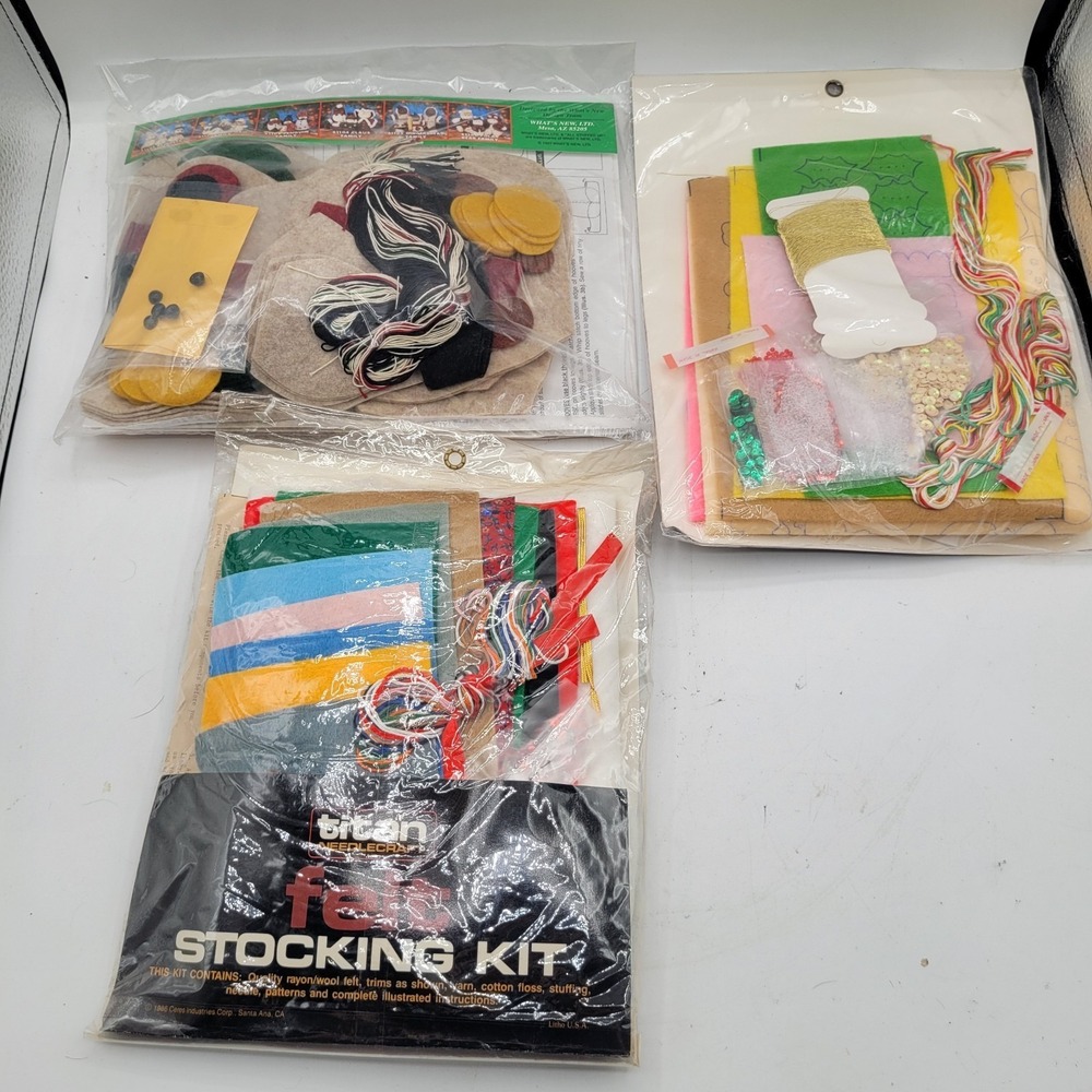 Lot 3 Crafts Felt Christmas Kits Stocking Cherubs Reindeer Snowman - Picture 5 of 5